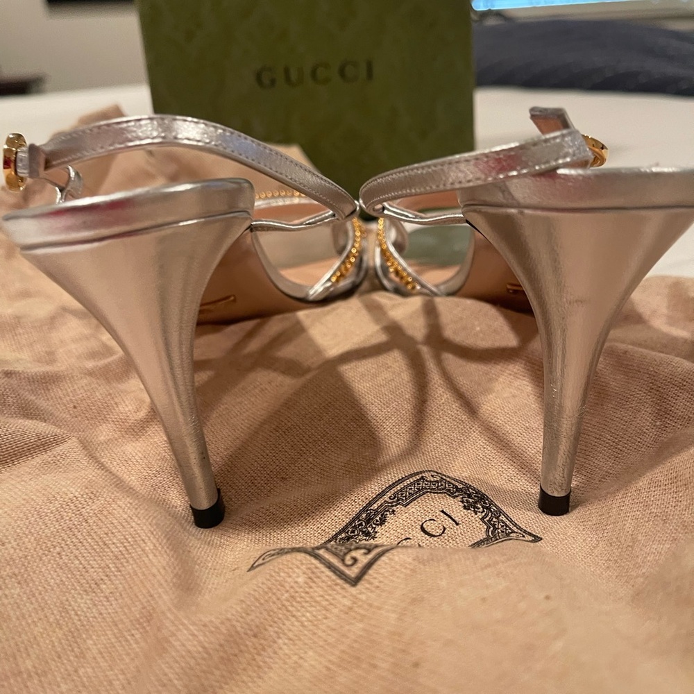 Gucci Silver and Gold Strappy Heels - Picture 5 of 7